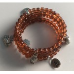 Spiraal armband BOEDDHA met BRUINE glaskralen 